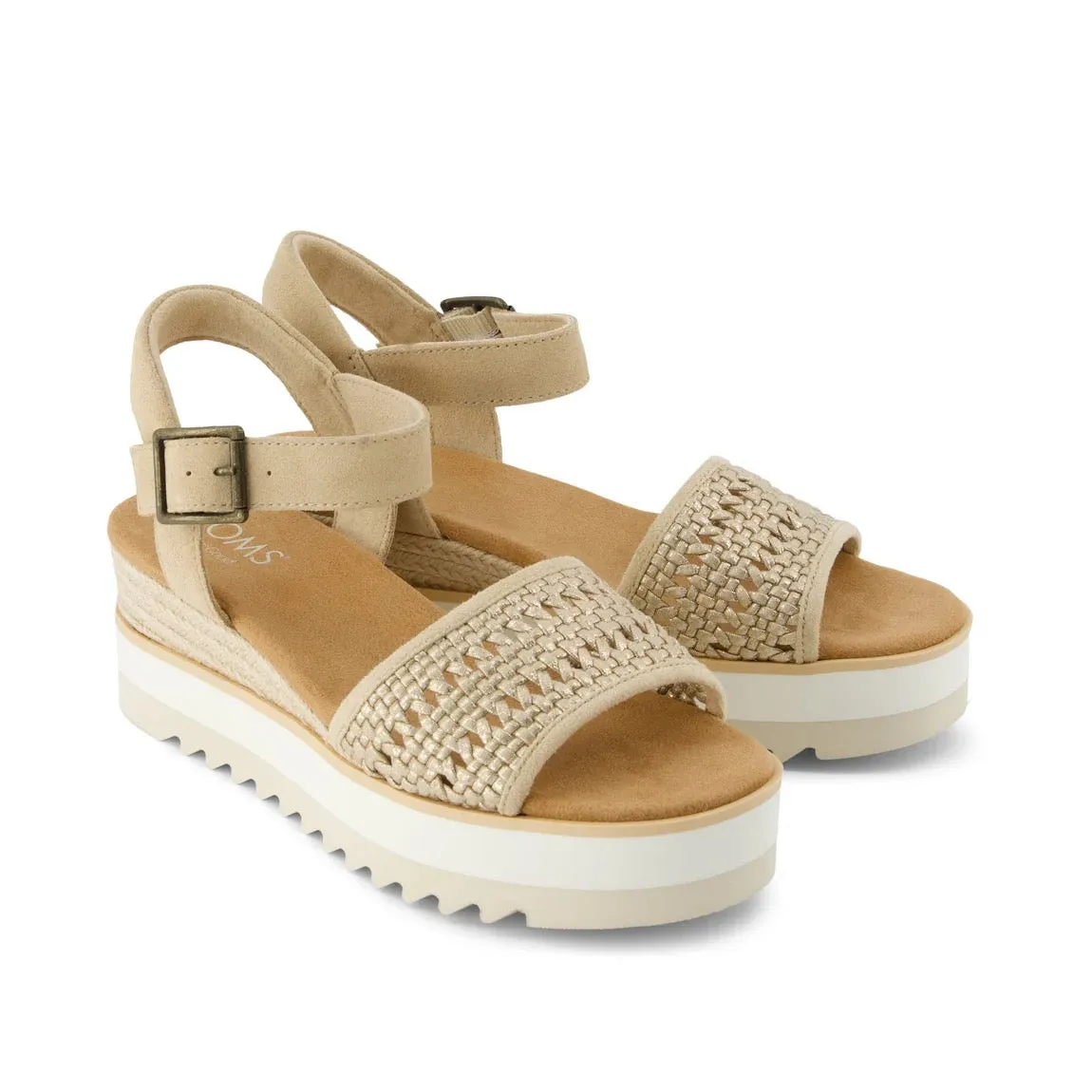 Toms: Diana Sandals in Champagne Gold Metallic Weave