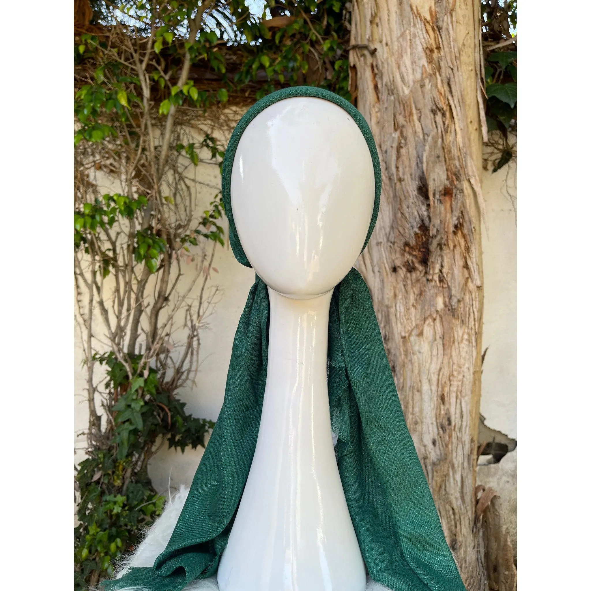 Turkish Cotton Metallic Solid Pretied w/ Long Tails - Kelly Green