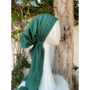 Turkish Cotton Metallic Solid Pretied w/ Long Tails - Kelly Green