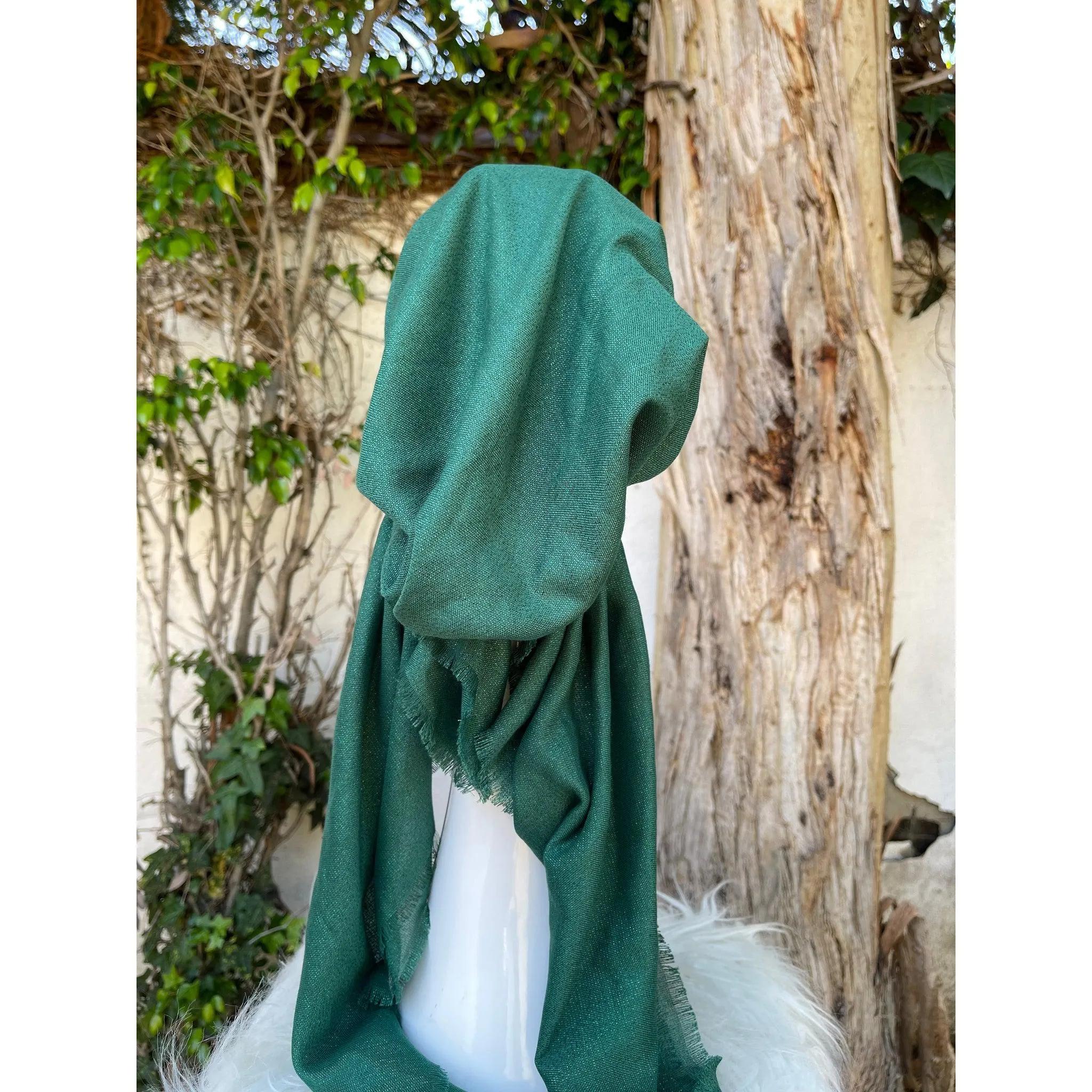 Turkish Cotton Metallic Solid Pretied w/ Long Tails - Kelly Green