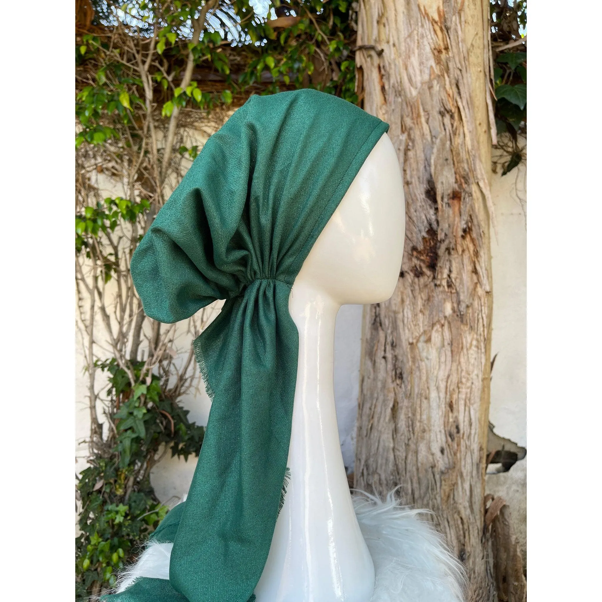 Turkish Cotton Metallic Solid Pretied w/ Long Tails - Kelly Green