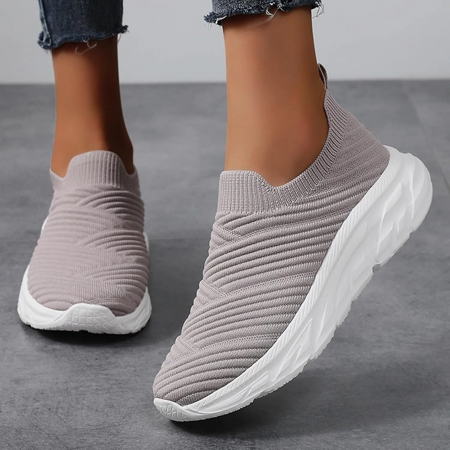 Walking Shoes Women Comfort Athletic Slip On Walking Shoes Comfortable Lightweight Breathable Non Slip Tennis Workout Running Sneakers
