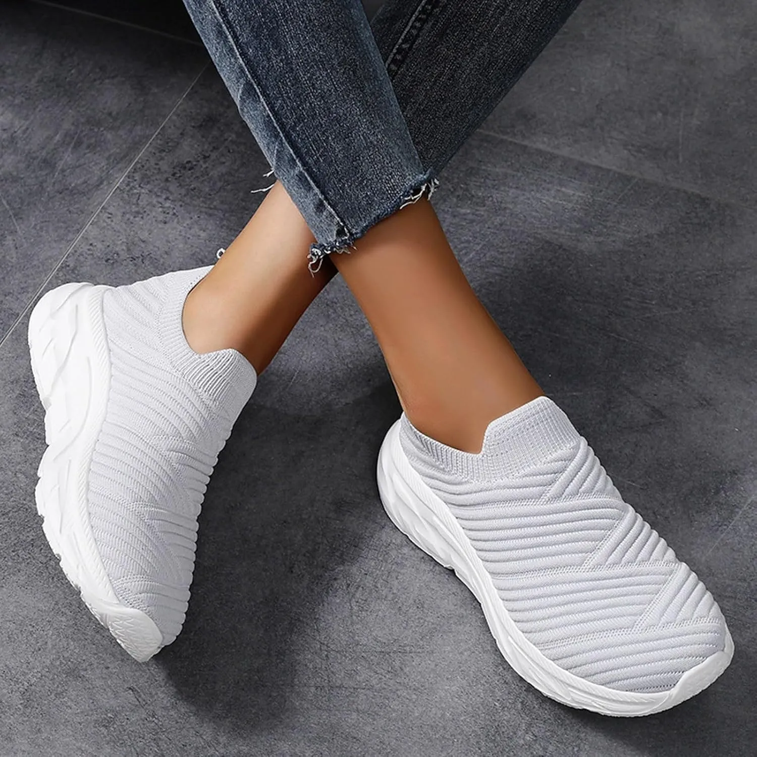 Walking Shoes Women Comfort Athletic Slip On Walking Shoes Comfortable Lightweight Breathable Non Slip Tennis Workout Running Sneakers