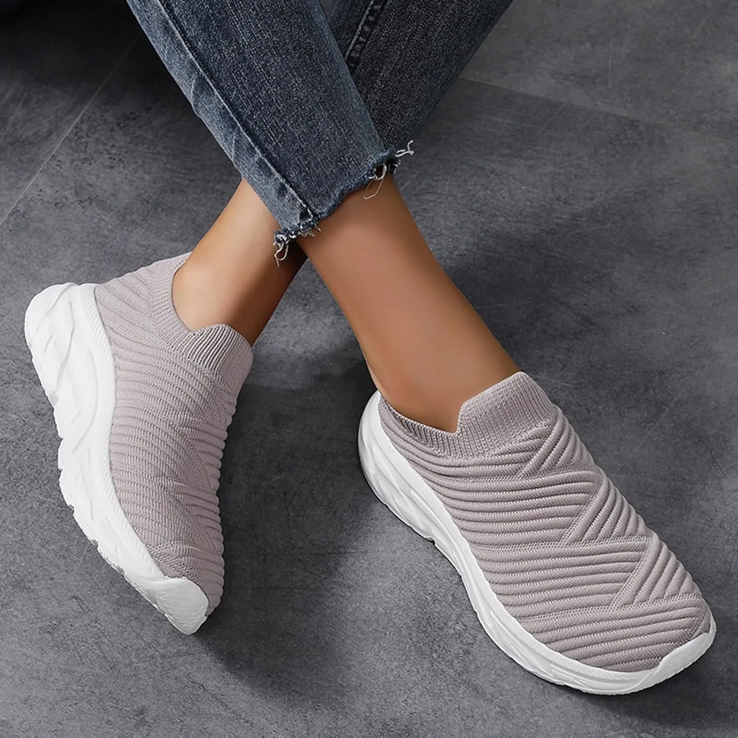 Walking Shoes Women Comfort Athletic Slip On Walking Shoes Comfortable Lightweight Breathable Non Slip Tennis Workout Running Sneakers