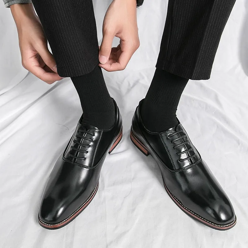 West Louis Classic Business Formal Pointed Leather Oxford Shoes