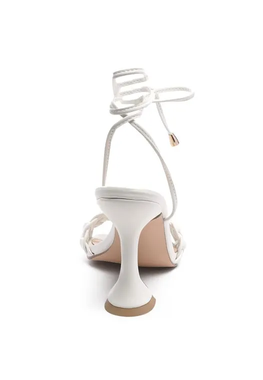 White Tie Up Heeled Sandals