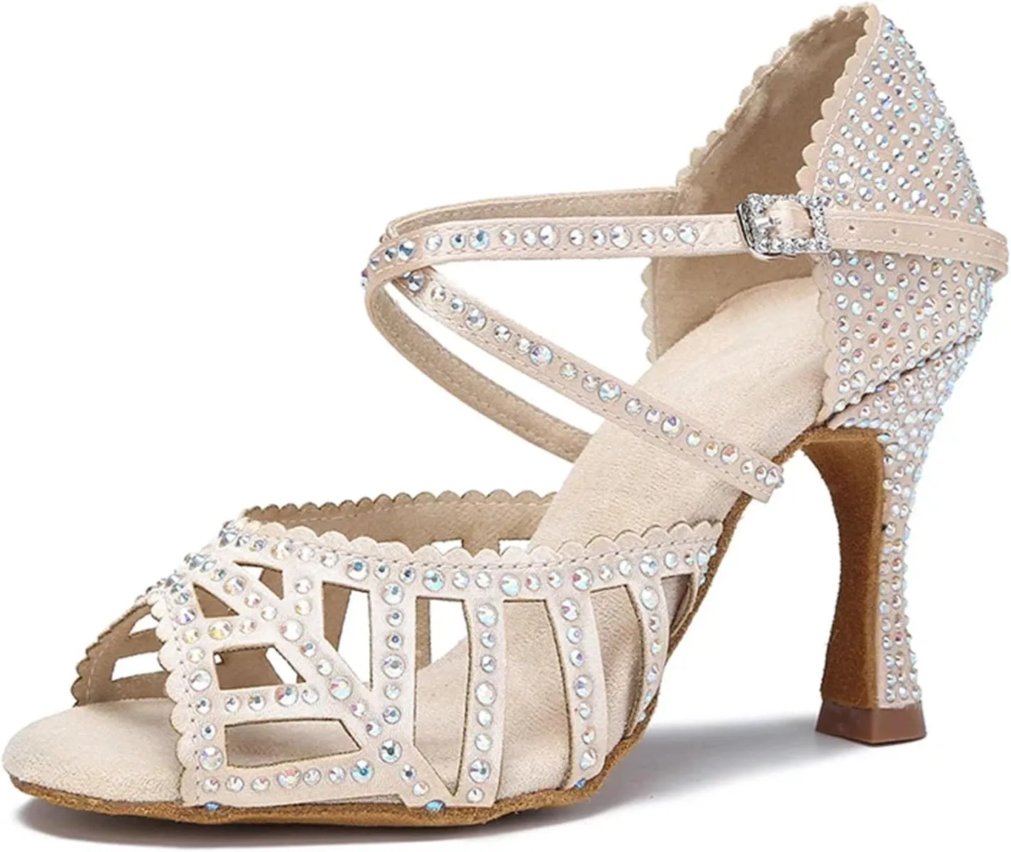 White Wedding Shoes - Jazz/Salsa Ballroom Latin Heels (9cm/3.54")