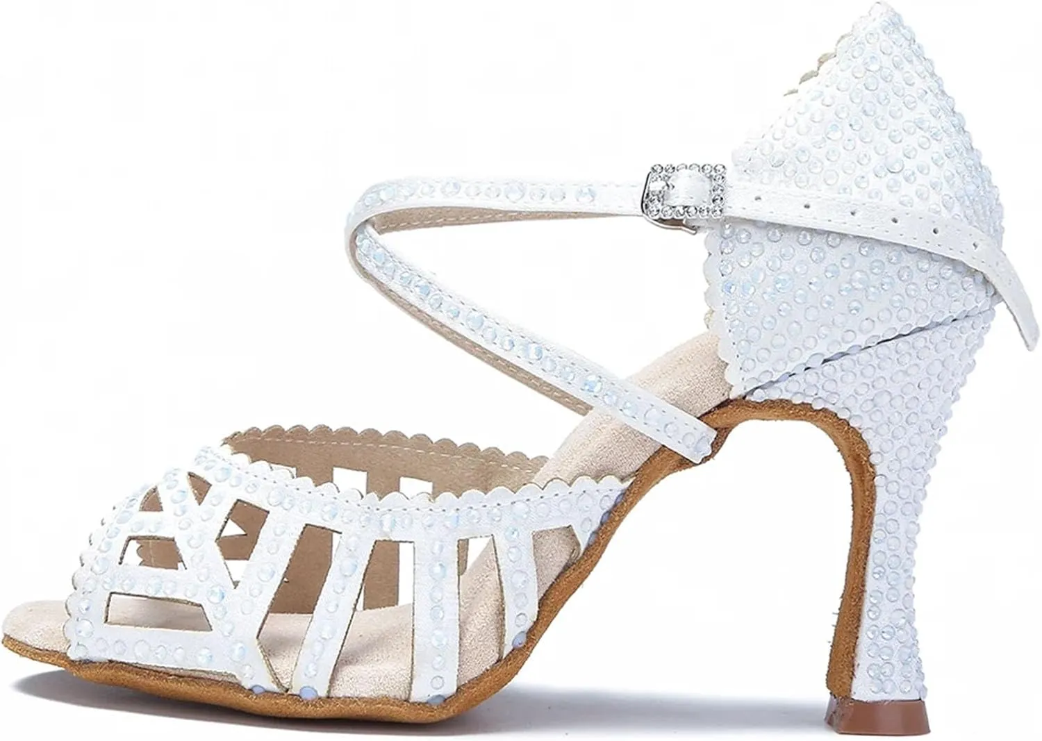 White Wedding Shoes - Jazz/Salsa Ballroom Latin Heels (9cm/3.54")