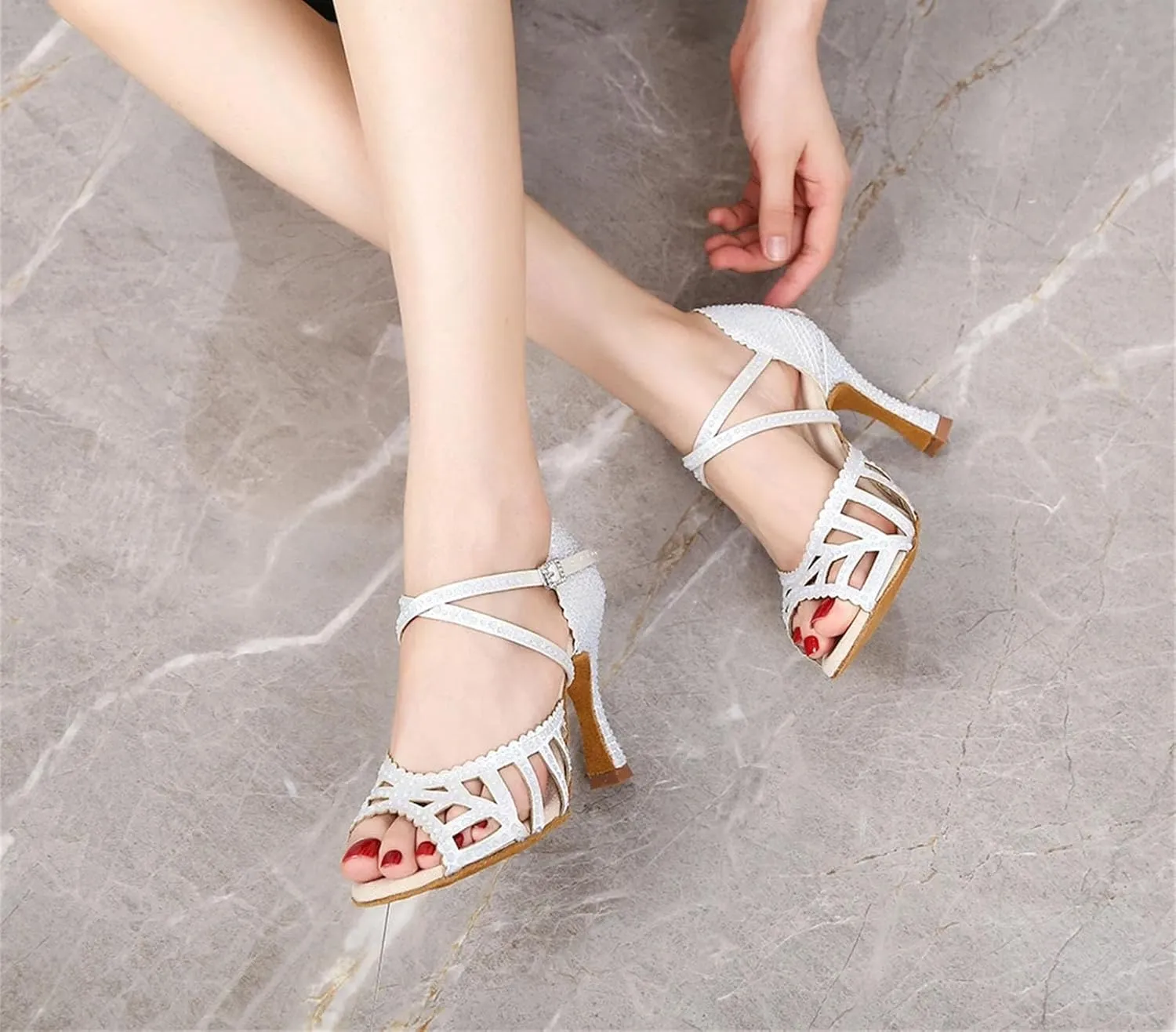White Wedding Shoes - Jazz/Salsa Ballroom Latin Heels (9cm/3.54")
