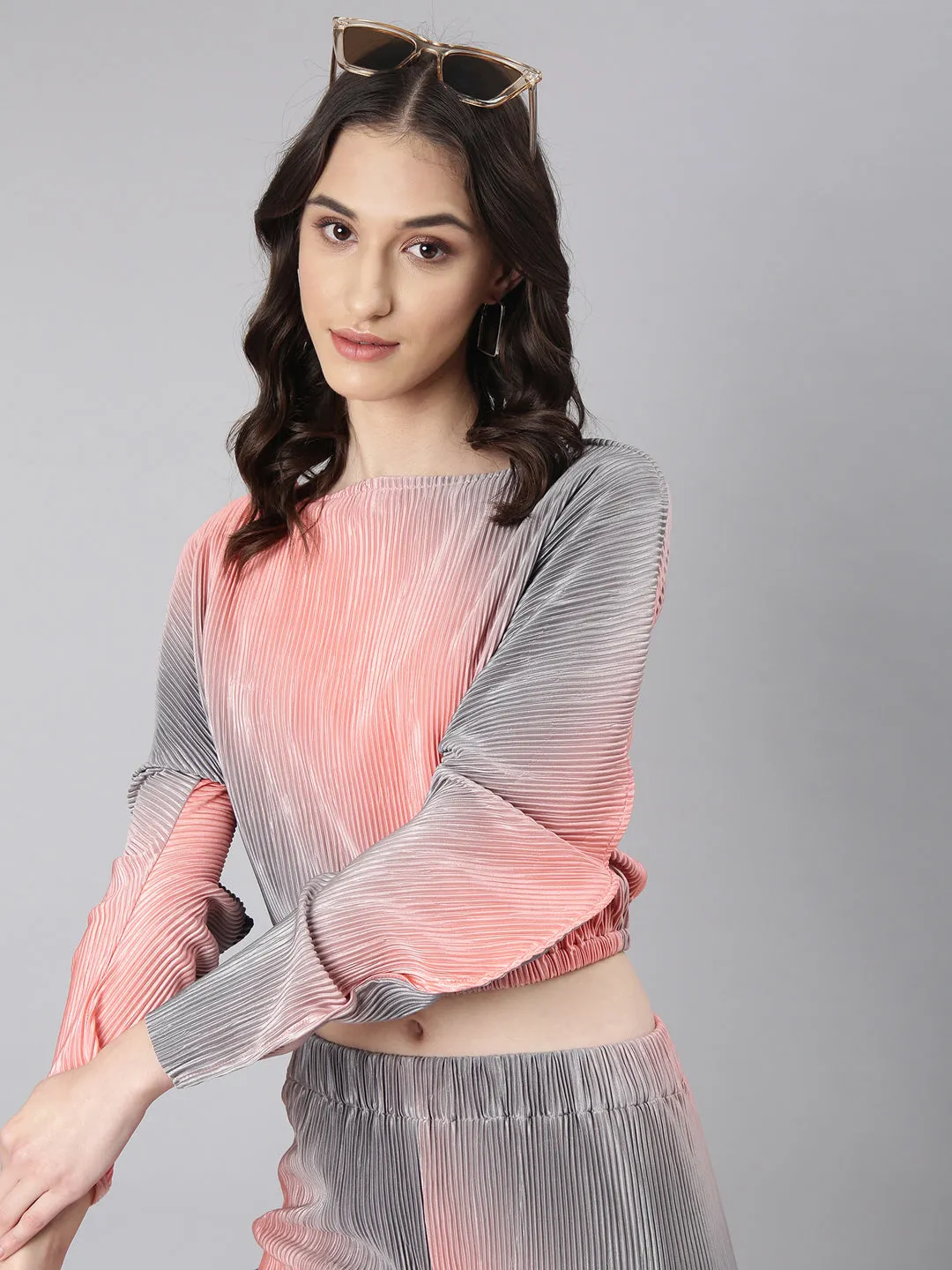 Women Coral Boat Neck Coral Dyed Co-Ords