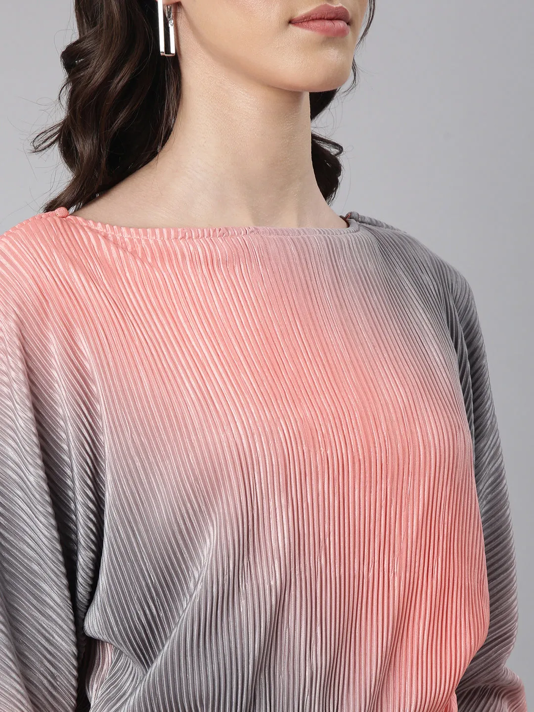 Women Coral Boat Neck Coral Dyed Co-Ords