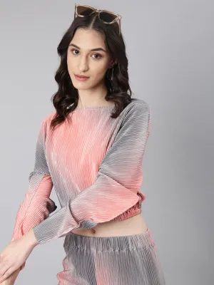 Women Coral Boat Neck Coral Dyed Co-Ords