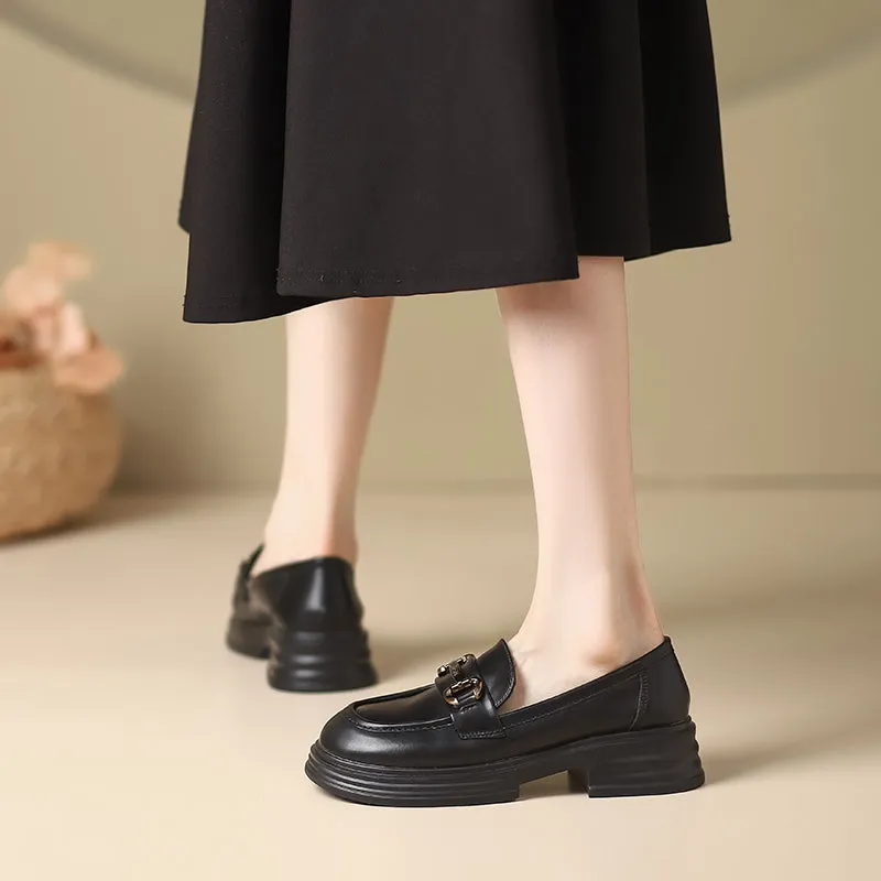 Women Retro Soft Leather Casual JK loafers