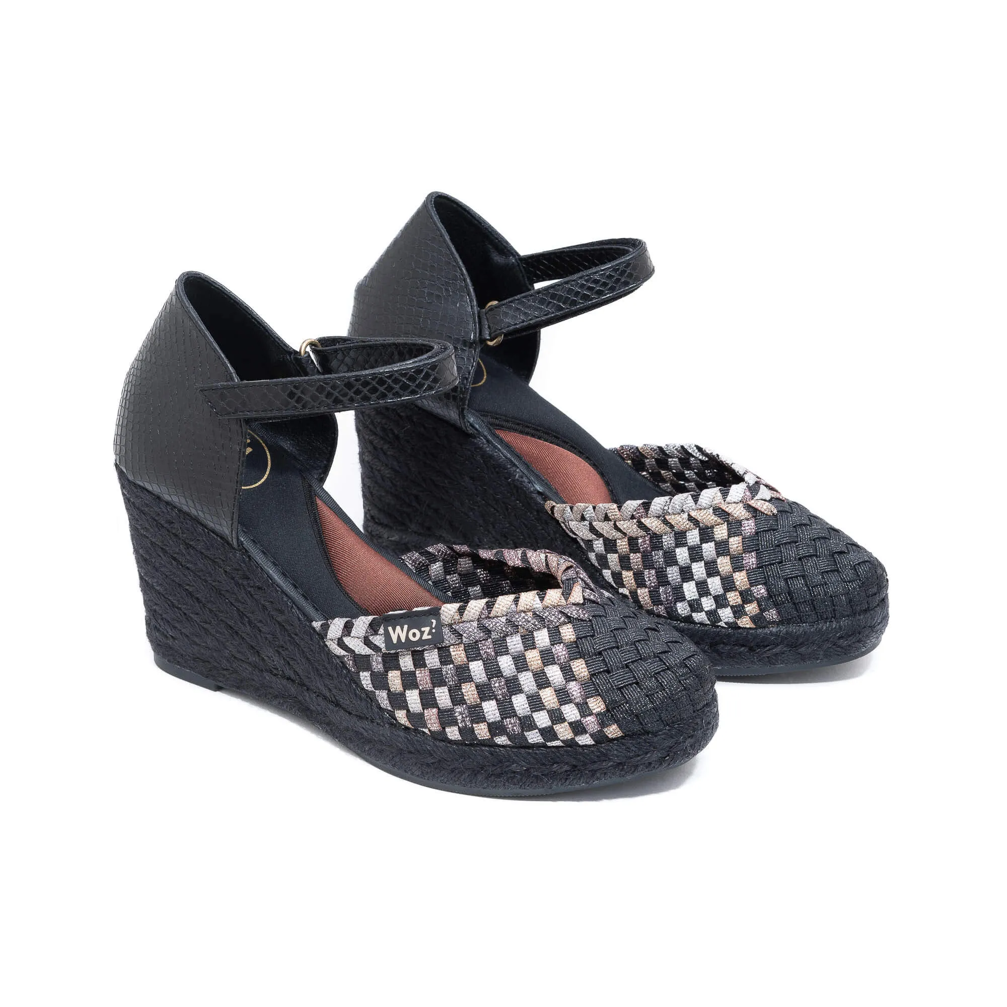 Zaira Black & Multi Bronze Espadrilles